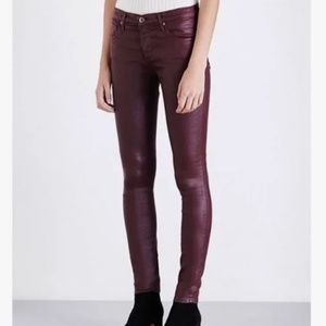 AG Adriano Goldschmied Jeans, Farrah Skinny, Burgundy, Size 28R